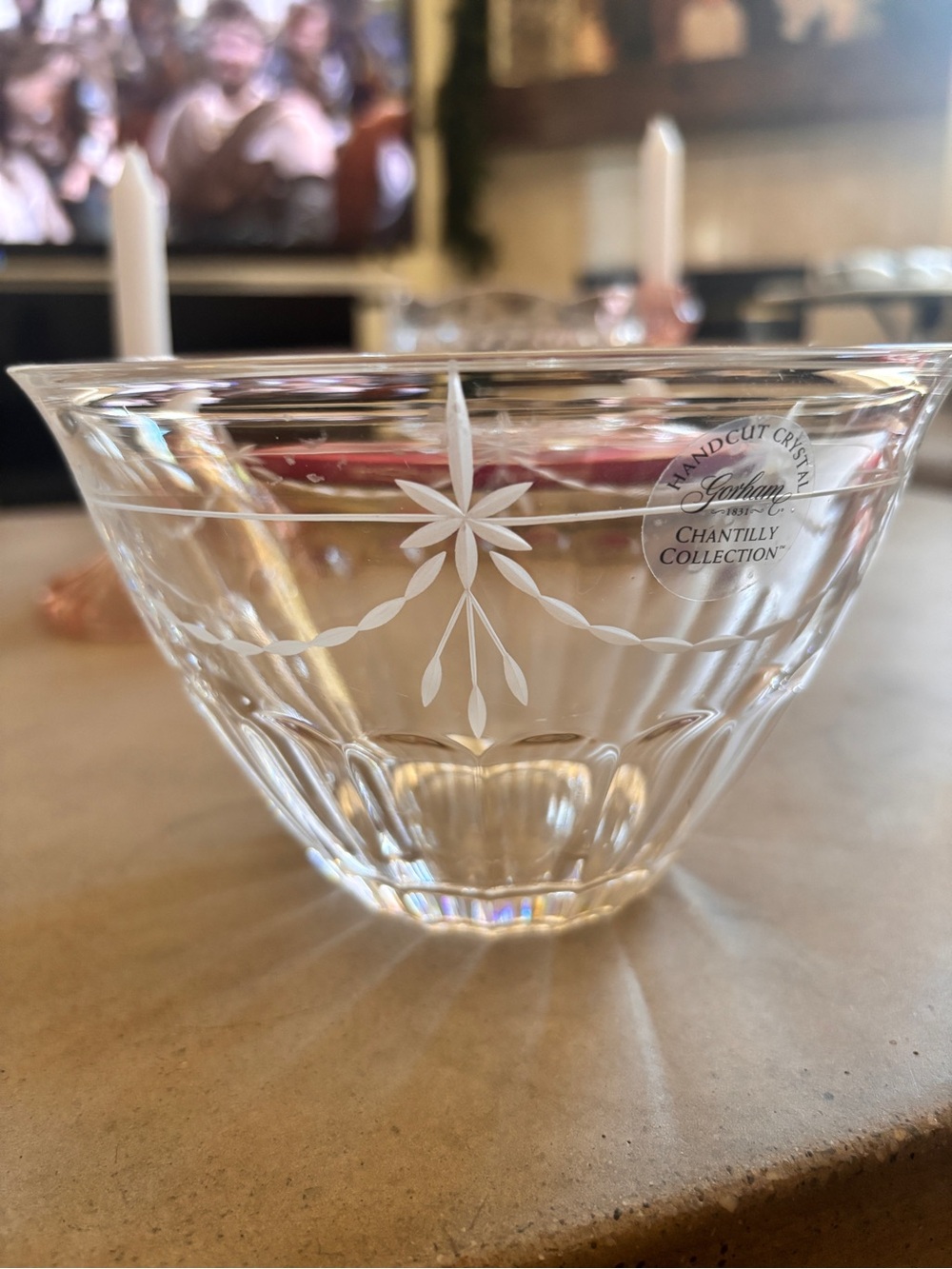 Gorham Clear Crystal Etched Serving Bowl